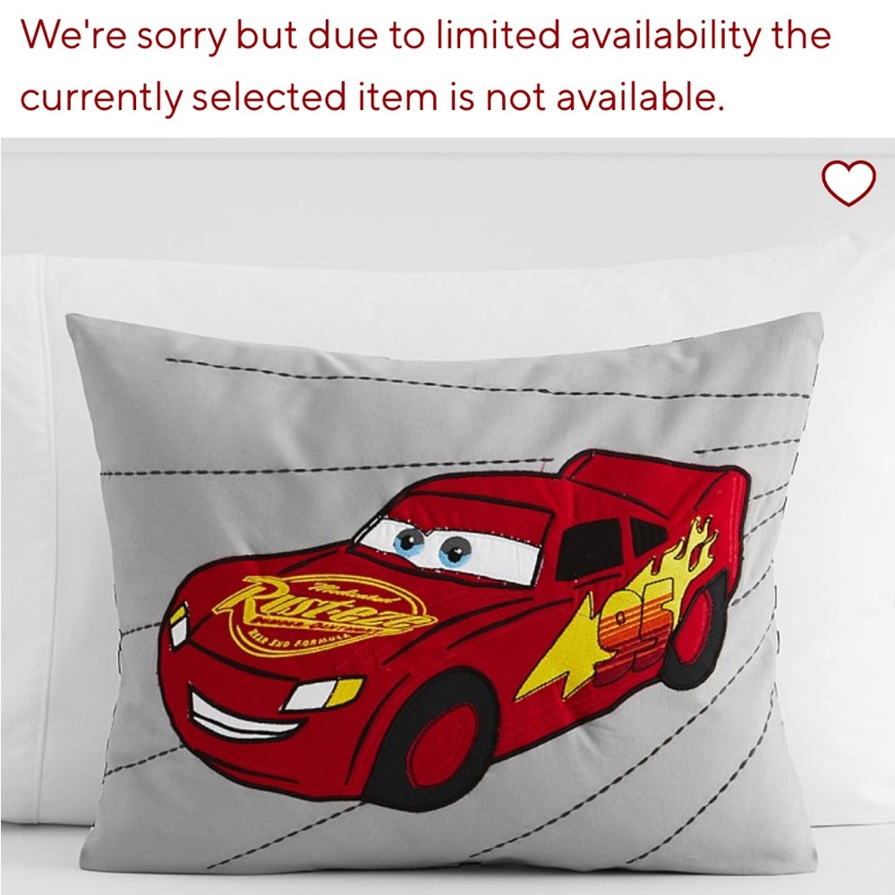 Pottery barn kids lightning McQueen pillow